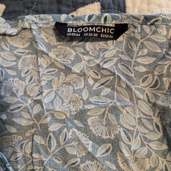 BloomChic Light Blue Floral Cold-Shoulder Tunic with White Eyelet Yoke - Picture 3 of 3